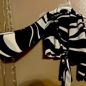 Sheer , wrap around cropped top.